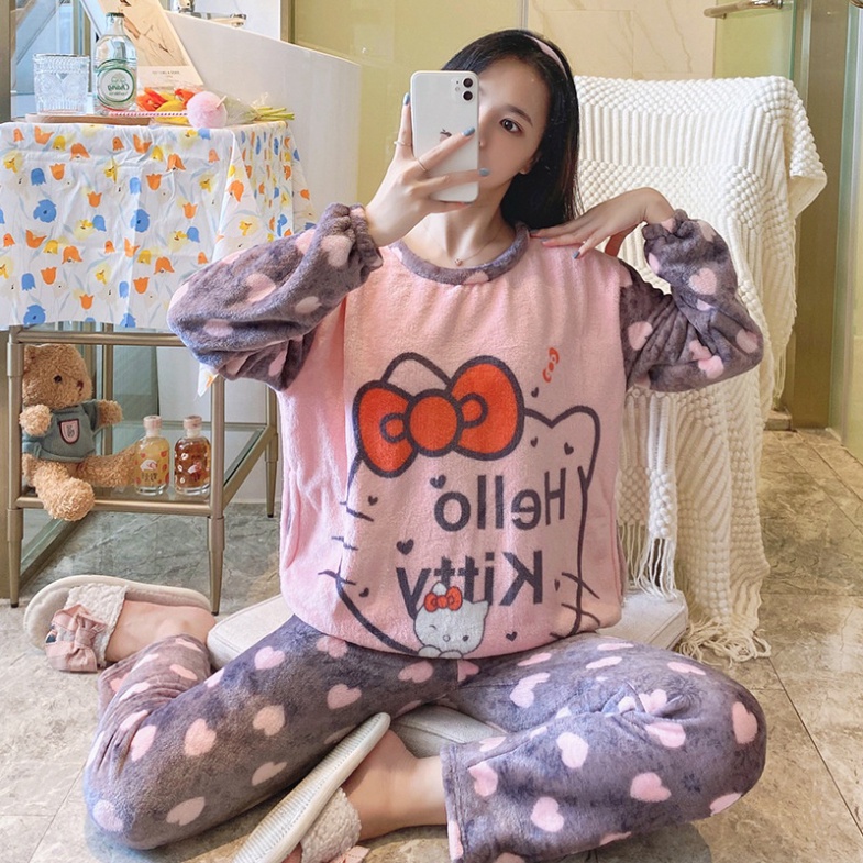 Bộ ngủ, bộ mặc nhà băng lông siêu mềm mại, ấm áp, mặc lại dễ thương, mùa đông ôm như ôm gấu