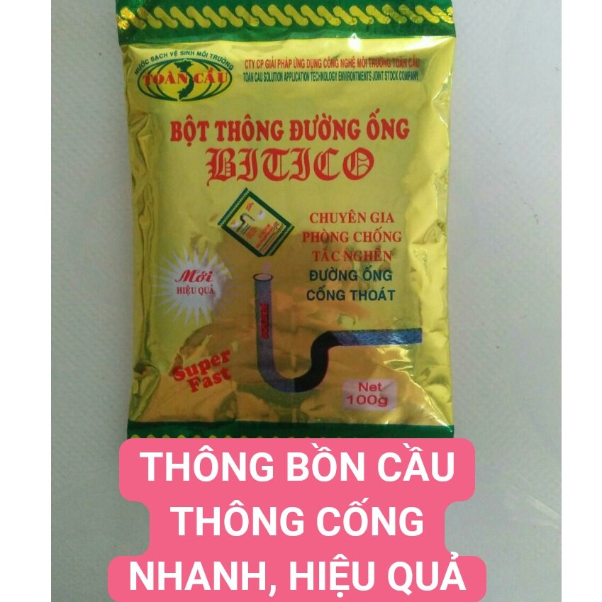 Bột thông tắc cống, tắc nghẽn đường Ống nước an toàn hiệu quả gói 100g