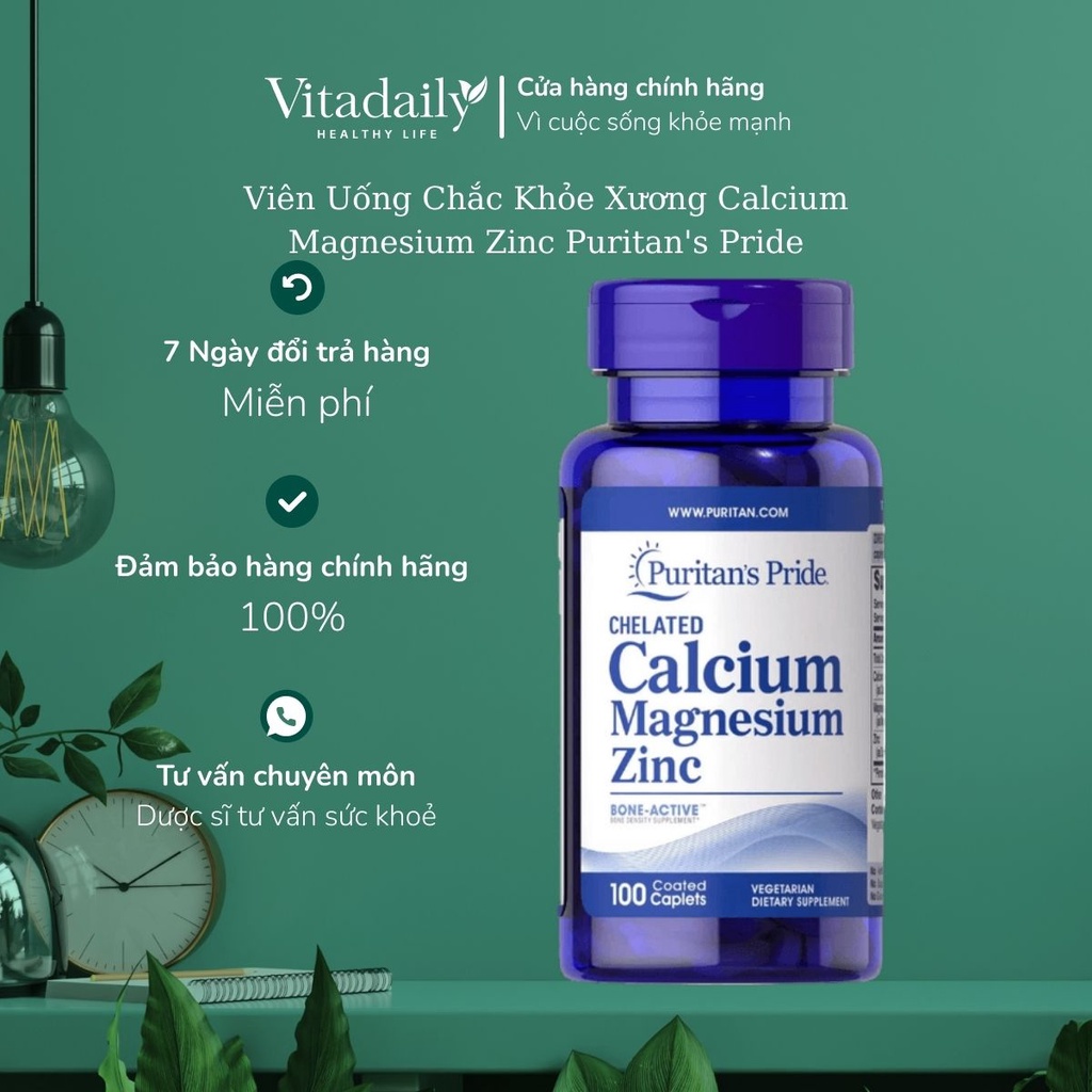 Viên Uống Calcium Magnesium Zinc Puritan's Pride 100 - 250 viên