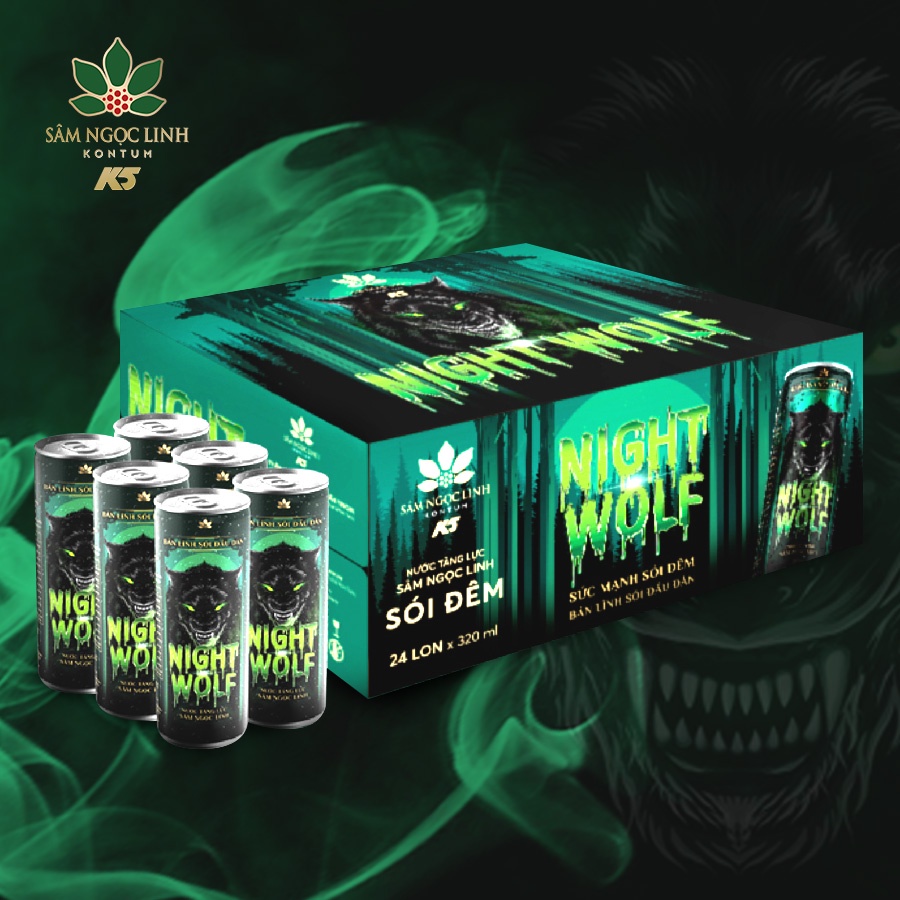 Nước Tăng Lực NightWolf Sâm Ngọc Linh Thùng 24 Lon (320Ml/Lon)