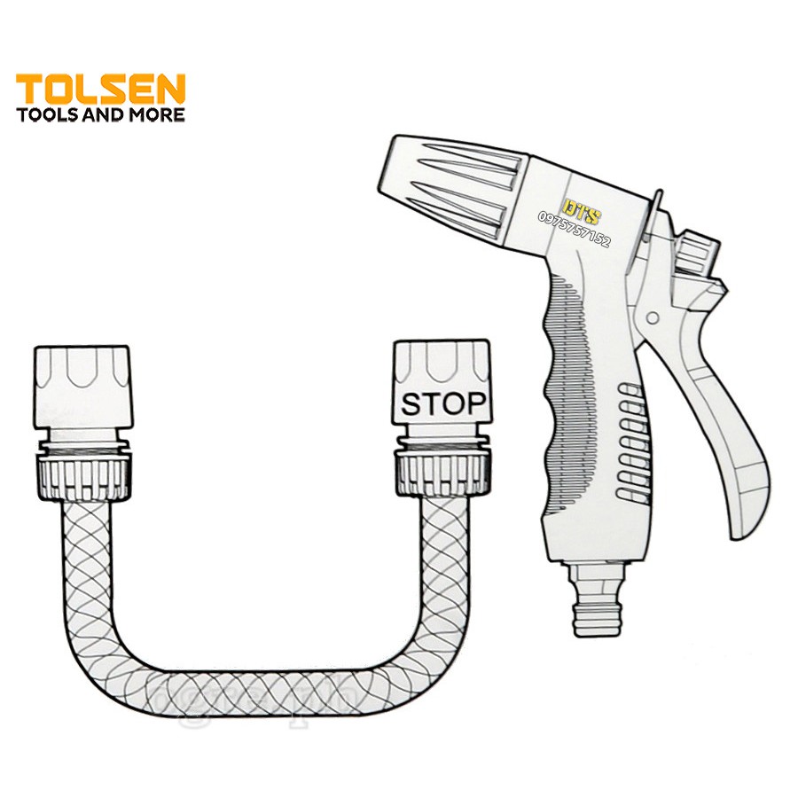 Vòi xịt rửa xe, vòi phun nước 1 tia tăng áp lực nước  TOLSEN, nhựa cao cấp ABS - Tiêu chuẩn Châu Âu