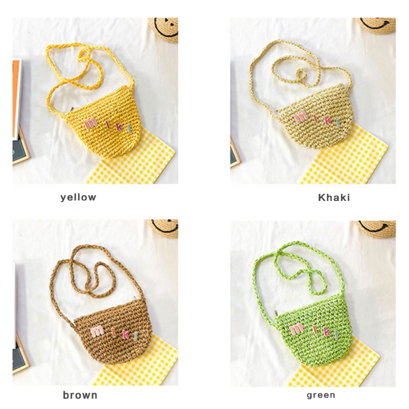 Túi Rơm Đeo Vai Mini Dễ Thương Thời Trang Đi Biển Mùa Hè Cho Bé Gái