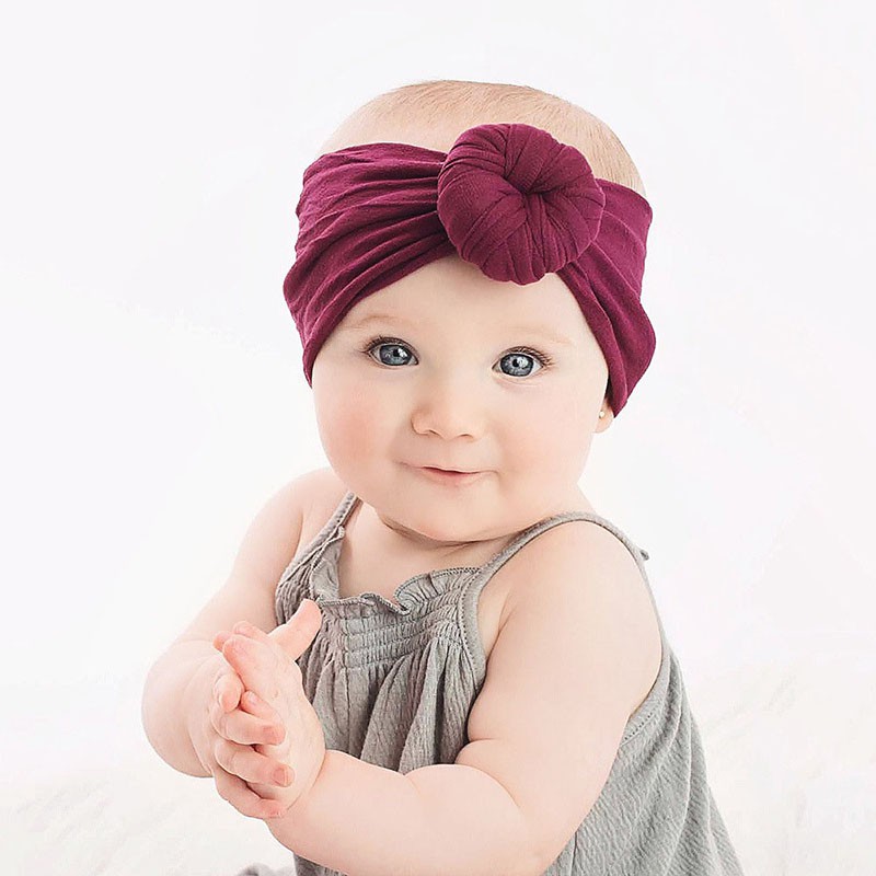 Băng đô Turban nylon đàn hồi nhiều màu sắc thời trang xinh xắn cho bé sơ sinh