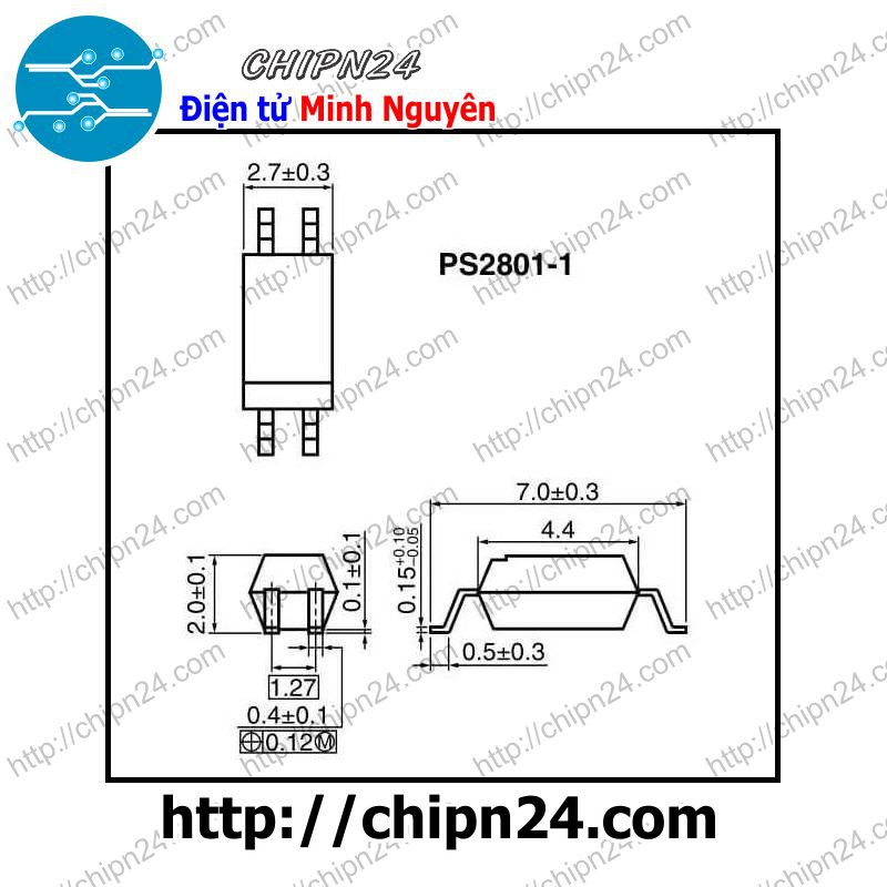 [2 CON] IC PS2801-1 SOP-4 (SMD Dán) (Transistor Output Optocouplers PS2801 2801 50mA 80V)