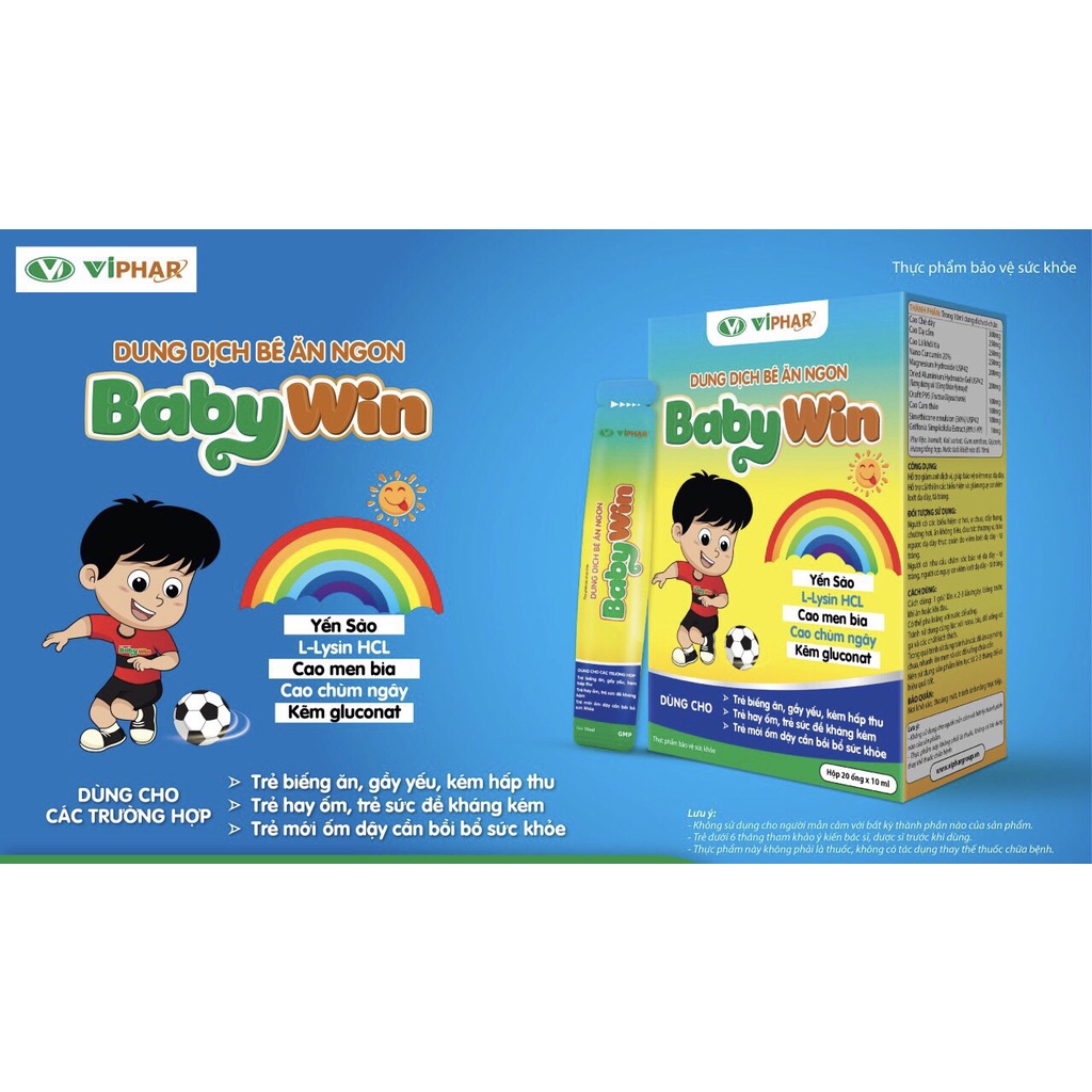 [DUNG DỊCH BÉ ĂN NGON BABYWIN hộp 20 gói x 10ml] GIÚP BÉ ĂN NGON, HẾT BIẾNG ĂN - TĂNG ĐỀ KHÁNG - YẾN SÀO BỒI BỔ SỨC KHOẺ