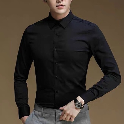 Áo sơ mi nam dài tay cổ bẻ dáng ôm Hàn Quốc chất vải lụa trơn giãn cao cấp chống xù thời trang FASHIONMEN STORE | BigBuy360 - bigbuy360.vn