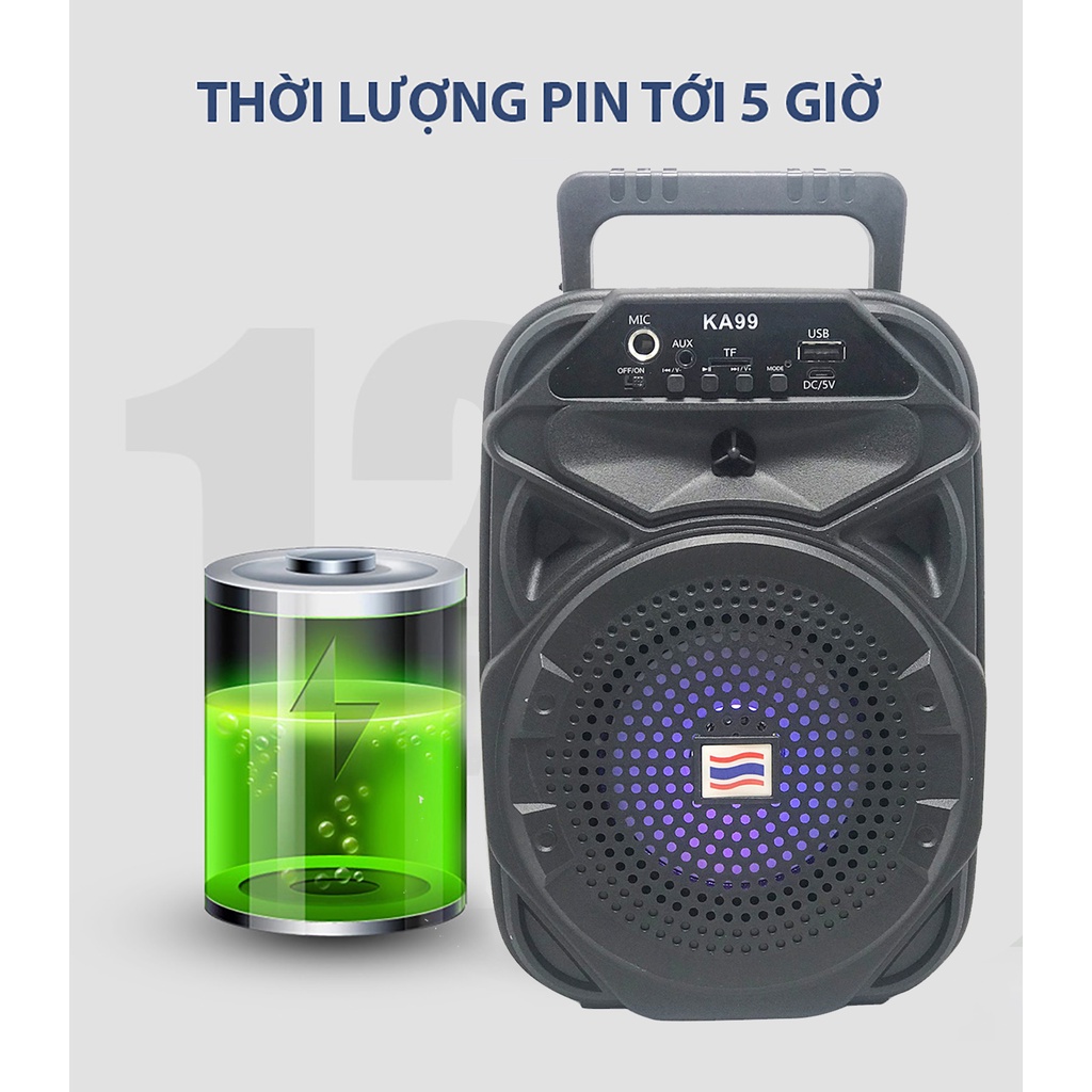 Loa Bluetooth Karaoke Công Suất Cực Lớn, Loa Xach Tay Mini K99 Tặng Kèm Micro - BẢO HÀNH 1 ĐỔI 1 NẾU LỖI