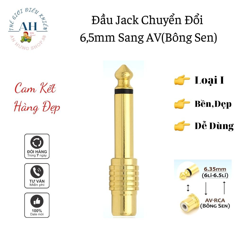 Jack Chuyển Đổi Tín Hiệu đầu Bông Sen ( AV)  ra 6 ly.Jack Màu vàng, Bền,Đẹp.