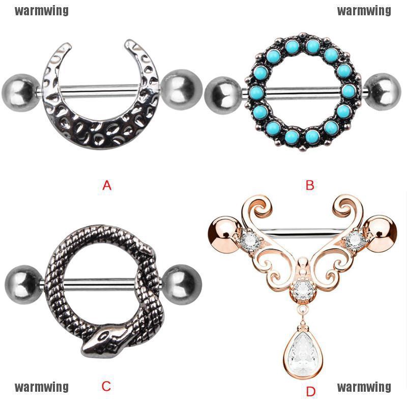 Nhẫn Hình Mặt Trăng Bằng Thép Không Gỉ Đính Đá Ngọc Lam