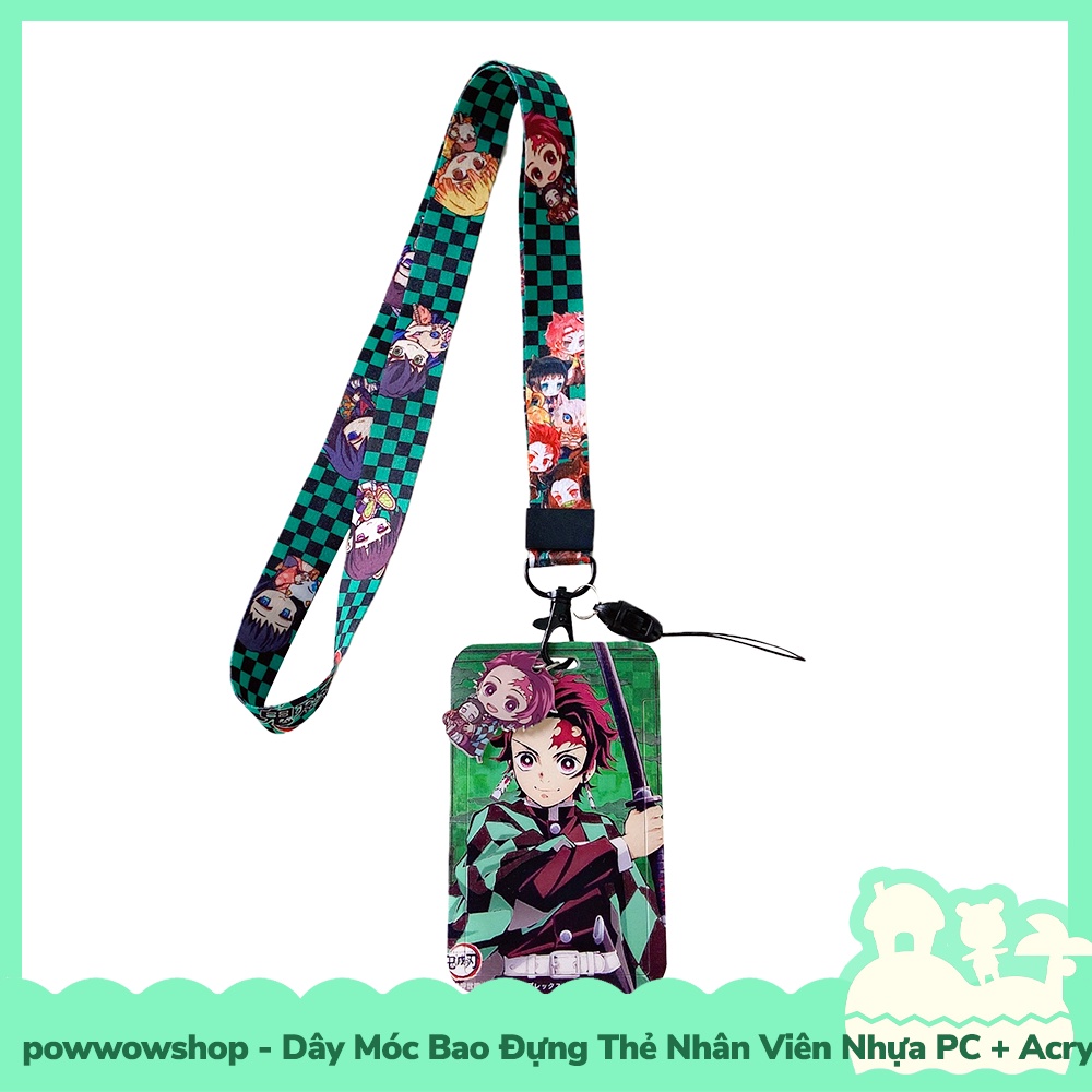 [Sẵn VN - Hỏa Tốc] Dây Móc Bao Đựng Thẻ Nhân Viên Nhựa PC + Acrylic Phong Cách Anime Manga Kimetsu No Yaiba