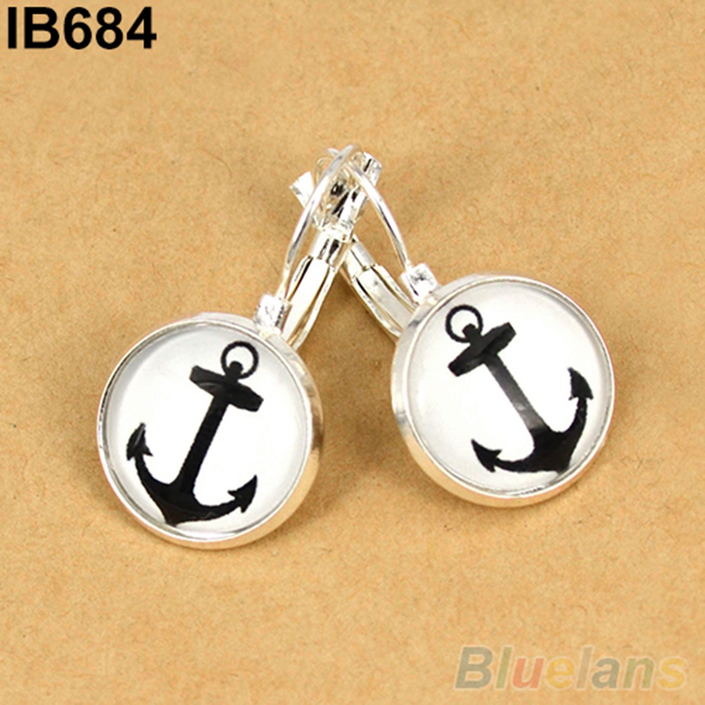 Khuyên tai mạ bạc mặt tròn họa tiết thiên hà nhiều màu sắc đa dạng