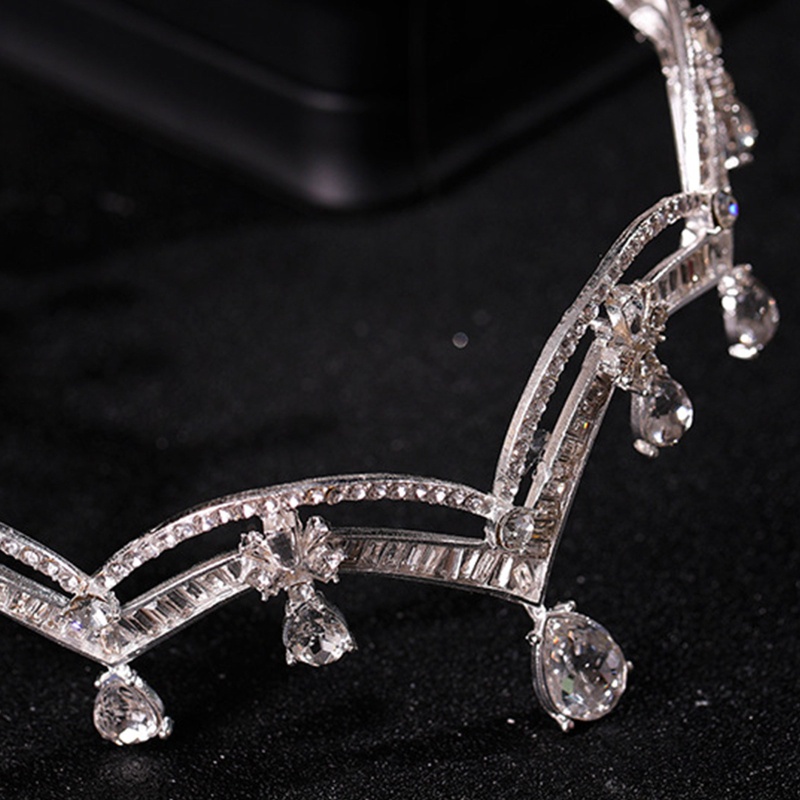 Cài Tóc Hình Vương Miện Đính Đá Đơn Giản Dành Cho Cô Dâu