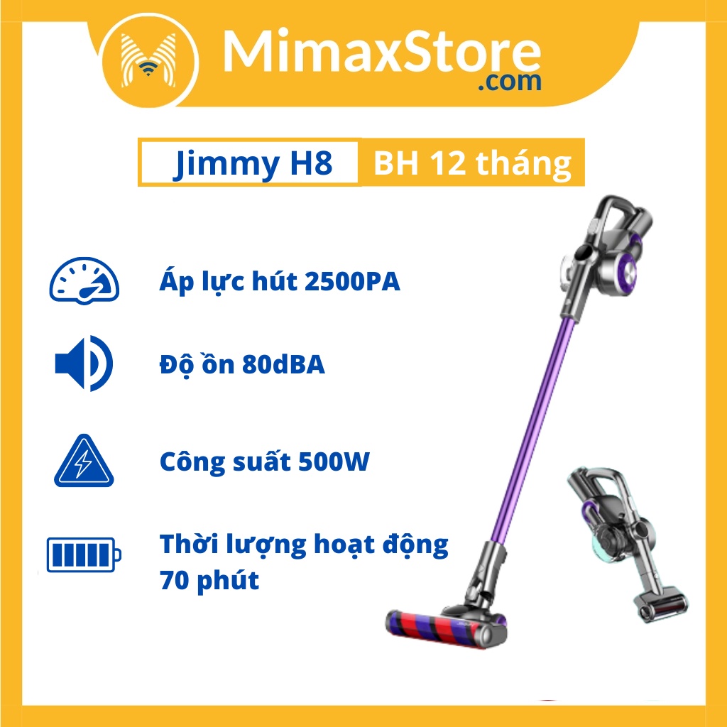 [Hỏa Tốc - HCM] Máy Hút Bụi Không Dây JIMMY H8 Lực Hút 2500Pa | Hàng Chính Hãng | Mimaxstore