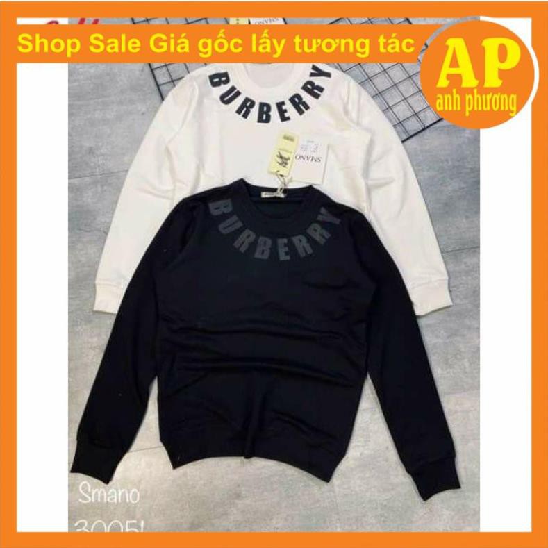 Áo phông bur ber ry vòng cổ phản quang❤ Sweater BR tay dài Unisex nam nữ tay lỡ Oversize form rộng 2 màu UNISEX New