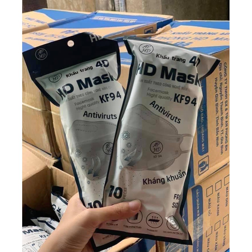[Siêu SALE] Khẩu trang 4D HD Mask KF94 - 4 lớp kháng khuẩn - 1 bịch 10 chiếc - Facemask Hight quality