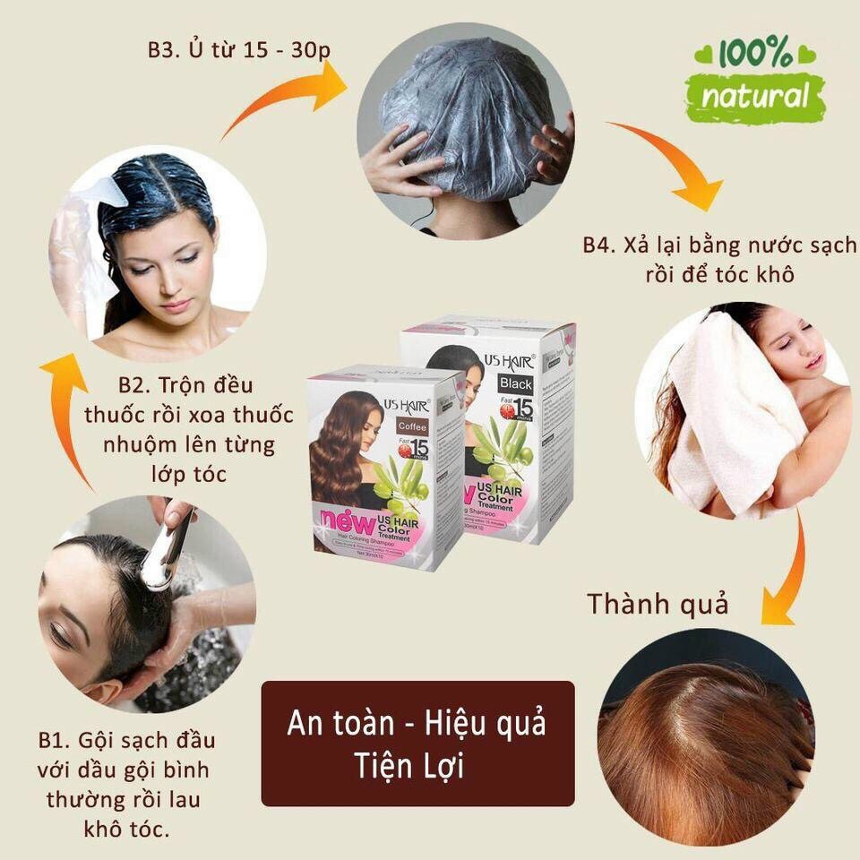 1 HỘP DẦU GỘI NHUỘM THẢO DƯỢC US HAIR | BigBuy360 - bigbuy360.vn