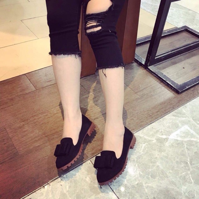 Giày bánh mì đế thô nơ xinh