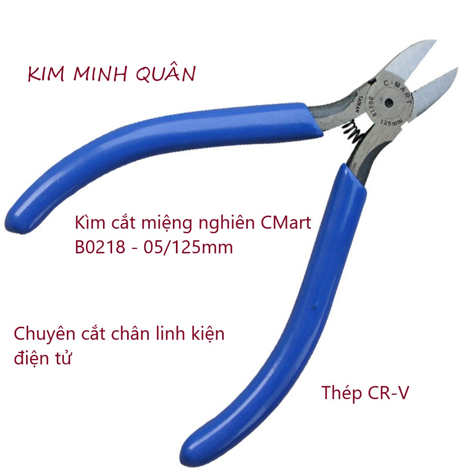 Kìm Cắt Chân Linh Kiện Điện Tử Miệng Nghiên Cao Cấp 125mm/5&quot; B0218 C-Mart