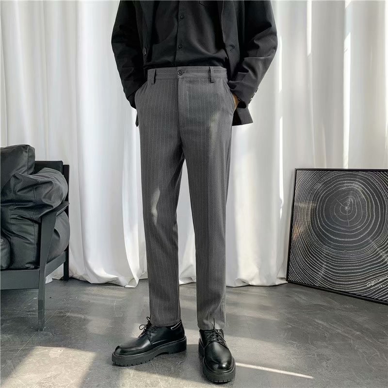 Korean style men's fashion plaid long pants with 2 optional colors