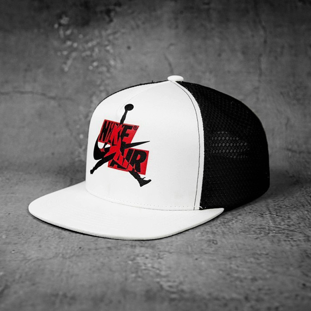 Mũ nón lưỡi trai snapback Nike Air đen / trắng phối lưới thời trang nhung cao cấp