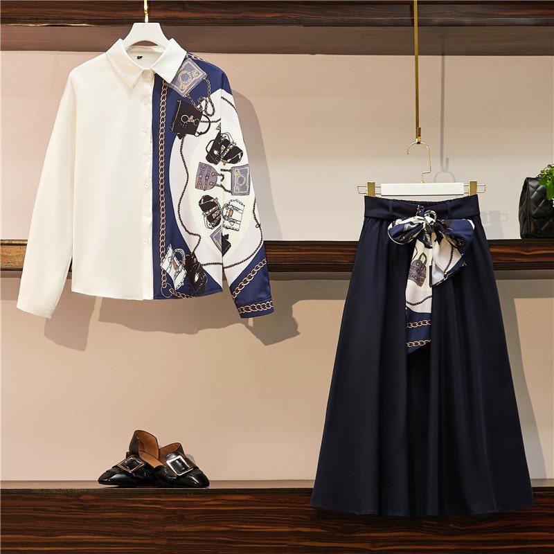 🌸Hàng Order🌸Sét Bigsize Áo Sơ Mi Họa Tiết Phối Chân Váy Xòe Cách Điệu Sành Điệu Thời Thượng 🌸Hàng Quảng Châu | BigBuy360 - bigbuy360.vn