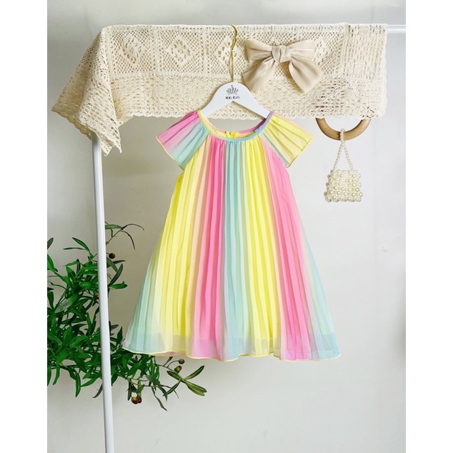 váy voan đổi màu cầu vồng miki kids cho bé siêu mềm mát