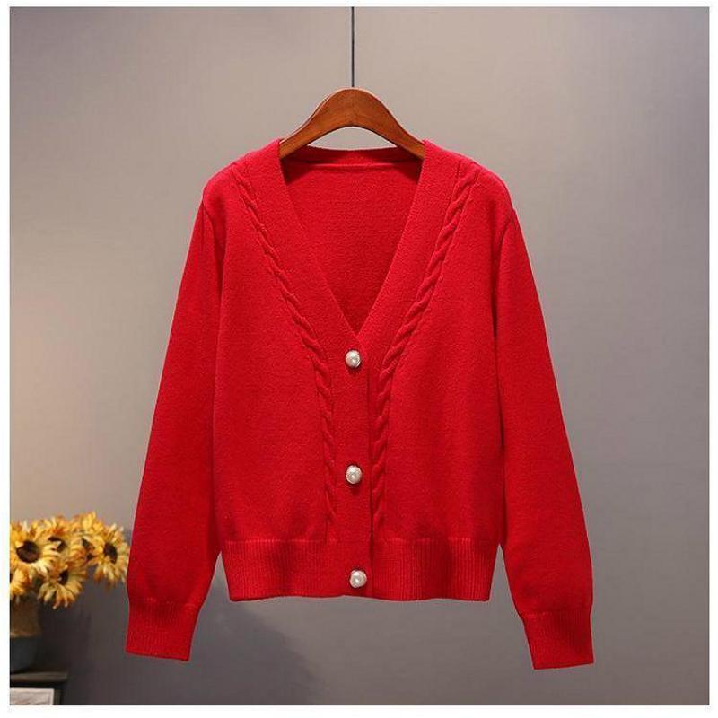 Áo khoác cardigan ngắn cổ V dáng rộng màu trơn thời trang Hàn Quốc | BigBuy360 - bigbuy360.vn