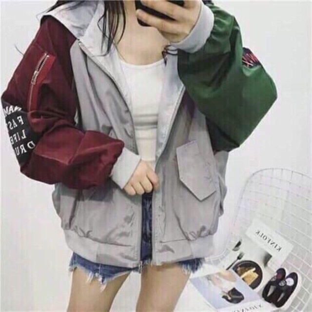 Áo khoác dù gió 2 lớp phối tay | BigBuy360 - bigbuy360.vn