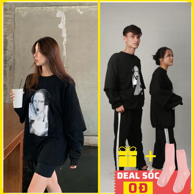 Áo nỉ lót lông LOLLIPOP Unisex siêu dày, thun dài tay layer, form thụng rộng Ulzaang oversize NULY, SWLL