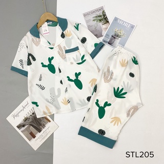Bộ Pijama Quần Lửng Cổ Sen Lụa Mango Cao Câp Hàng Có Size