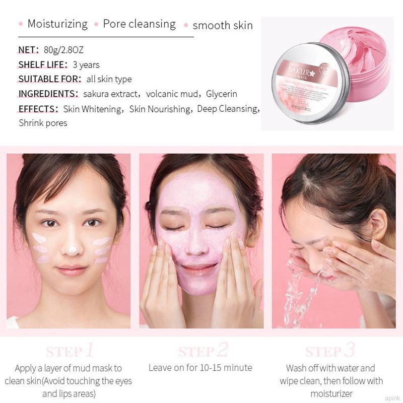 Mặt nạ đất sét Sakura làm sạch mụn đầu đen dưỡng ẩm làm trắng và nâng da