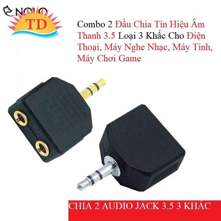 Bộ 2 Đầu Chia Tín Hiệu Âm Thanh 3.5 Loại 3 Khấc Cho Điện Thoại, Máy Nghe Nhạc, Máy Tính, Máy Chơi Game