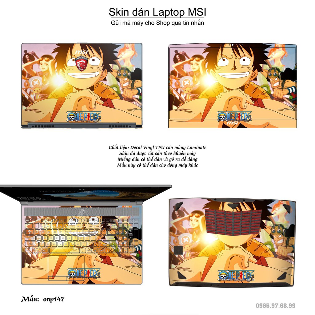 Skin dán Laptop MSI in hình One Piece nhiều mẫu 18 (inbox mã máy cho Shop)