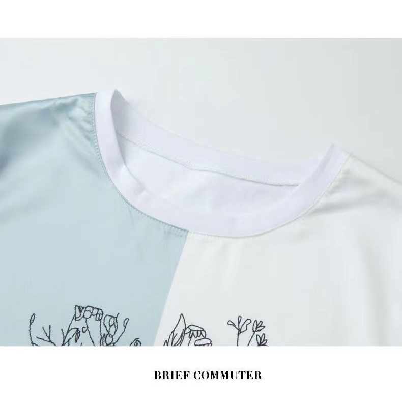 Áo Thun Lụa Ngắn Tay In Họa Tiết Thời Trang Mùa Hè Cho Nữ