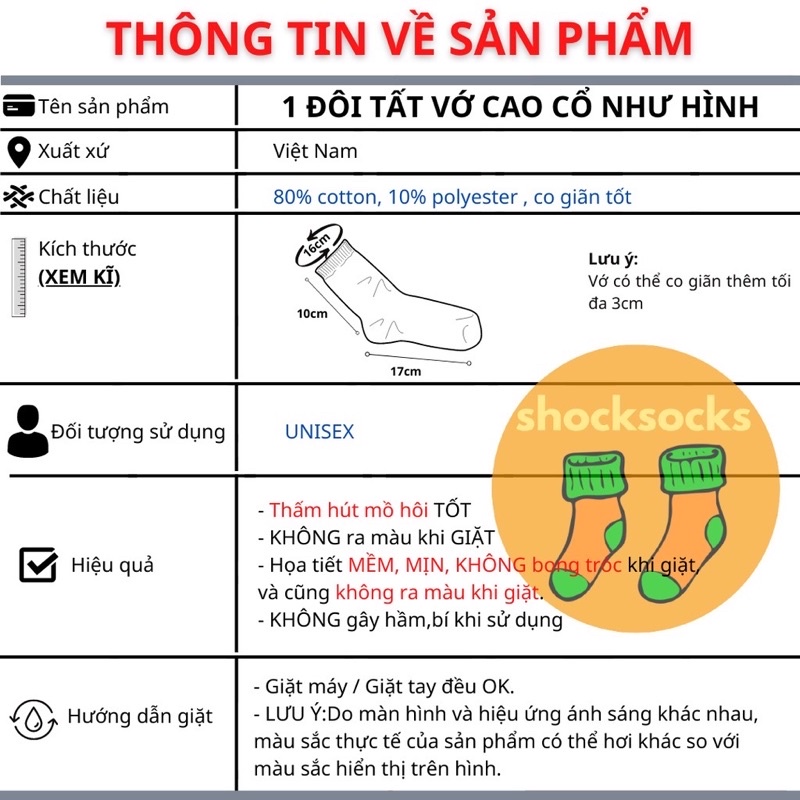 Vớ Cổ Cao YUMI BÁN SỈ Vớ Unisex Nam Nữ Tất In Hình Họa Tiết Shin Chất Cotton Siêu Đáng Yêu