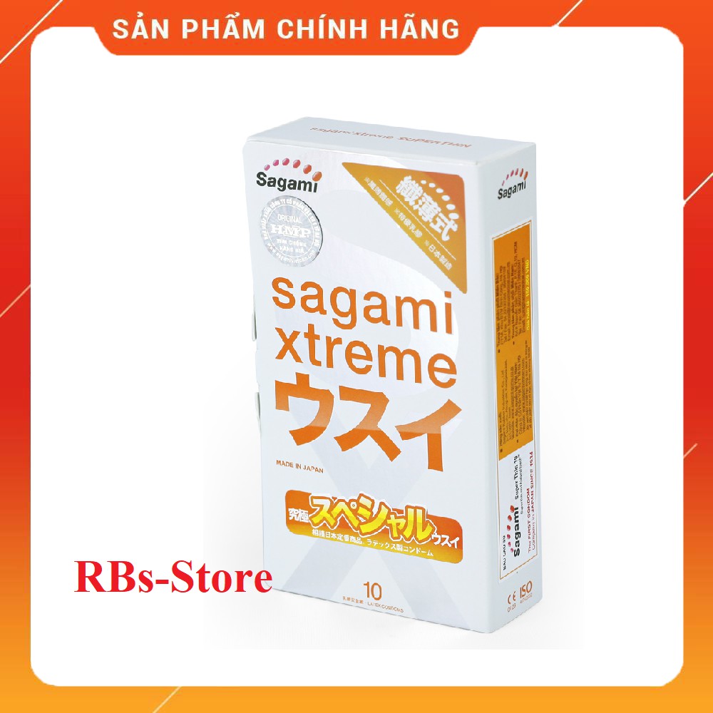 [1 tặng 1] Bao Cao Su Sagami Xtreme Super Thin Siêu Mỏng - 52mm - Hộp 10 cái