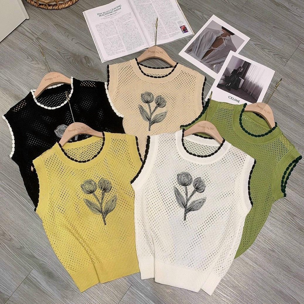 Sale!!! Áo Lưới Cổ Ren Hoa Tuy Lip