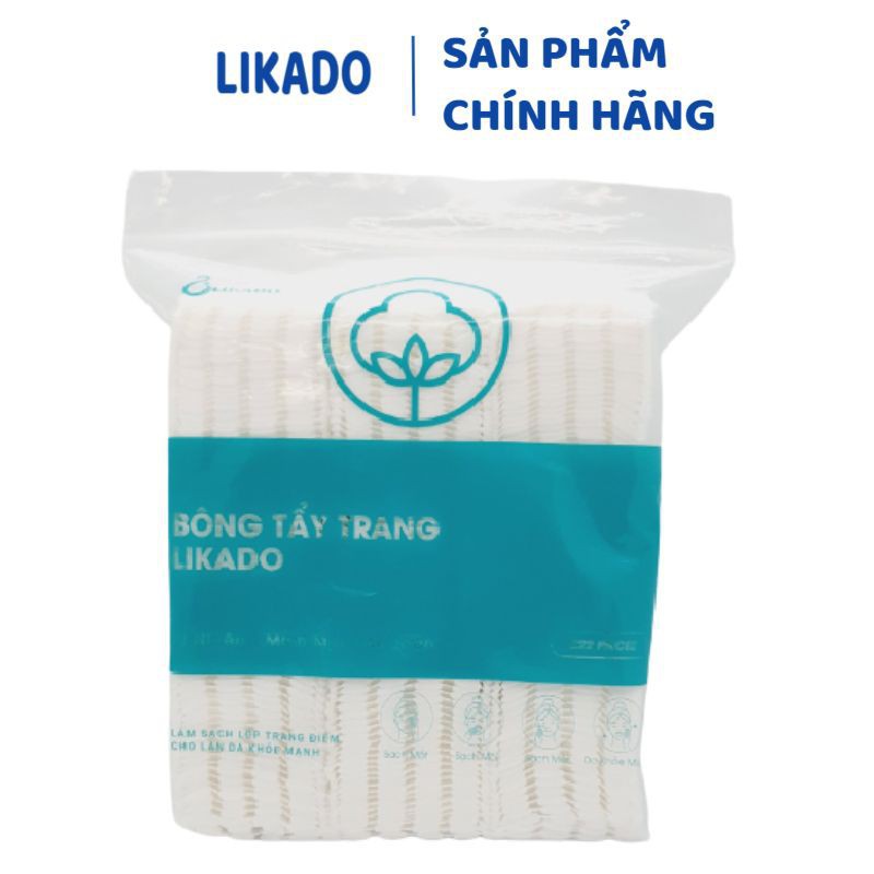 [LIKADO] Bông tẩy trang Likado 3 lớp chất liệu cotton túi 222 miếng dày dặn (1 túi)