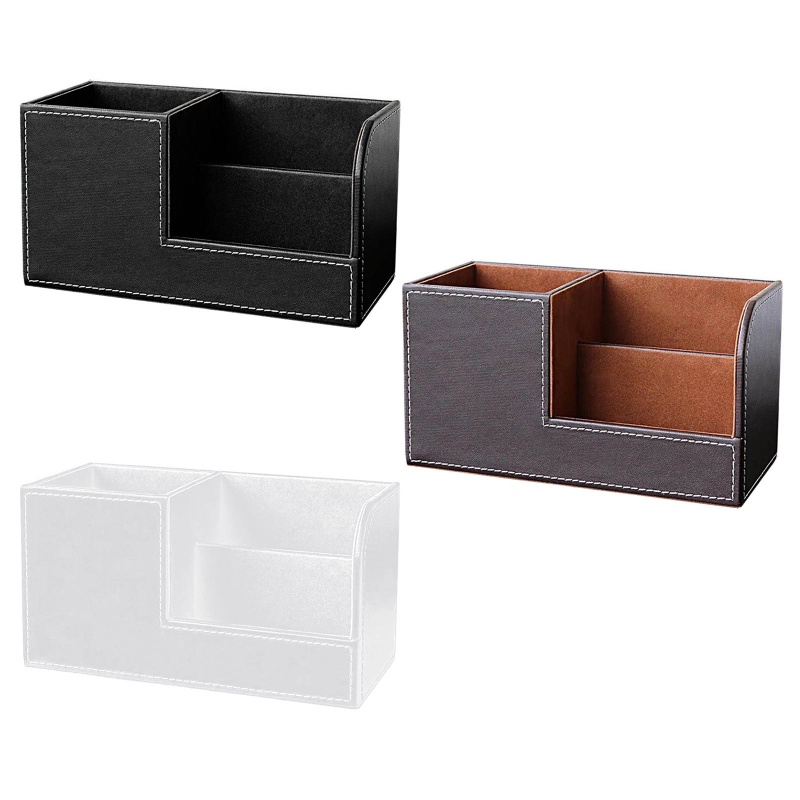 Hộp Da Đựng Bút / Trang Sức / Mỹ Phẩm Để Bàn Văn Phòng Có 3 Ngăn Tiện Lợi