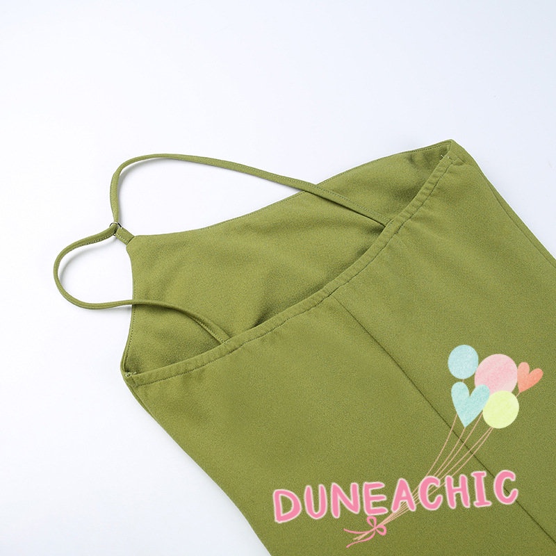 DUNEA Đầm Nhung Hai Dây Hở Lưng Ôm Dáng Gợi Cảm Dành Cho Nữ