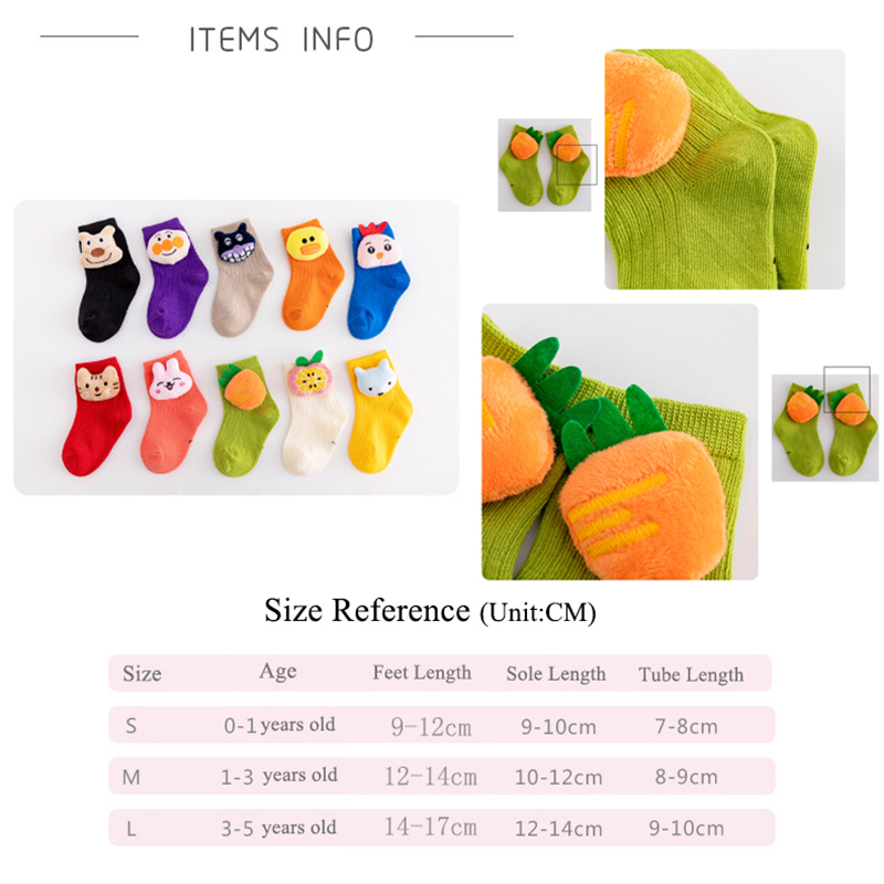 Tất cotton màu kẹo mềm mại họa tiết hoạt hình 3D kiểu Hàn Quốc cho bé gái tập đi