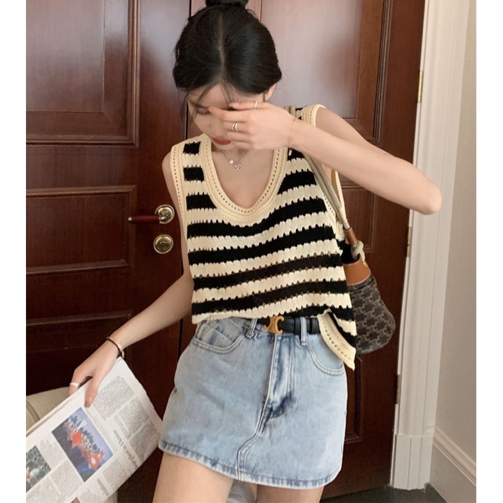 Áo lưới đan ba lỗ chất mongtogi đẹp mùa hè