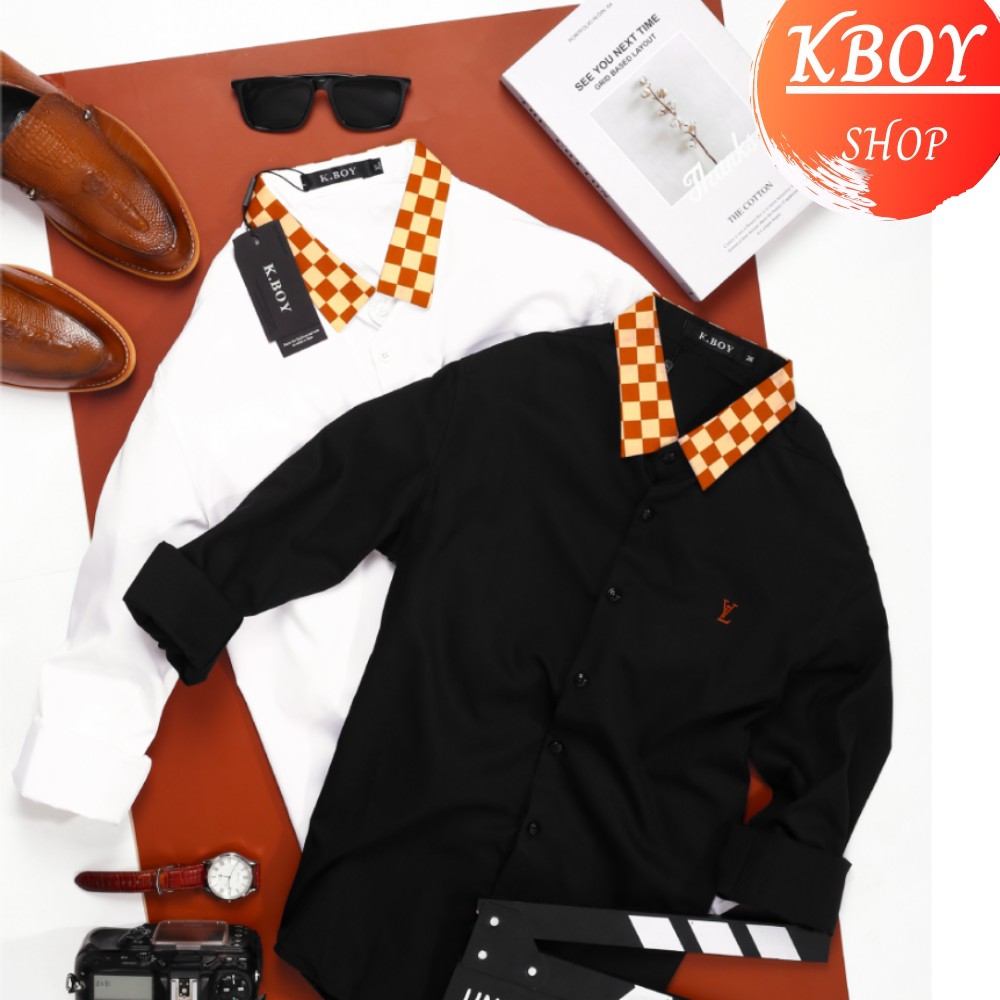 Áo sơ mi nam cổ bẻ caro ĐEN/TRẮNG coton co giãn mềm mịn, chống nhăn, xù thích hợp cho công sở, dự tiệc - 6501