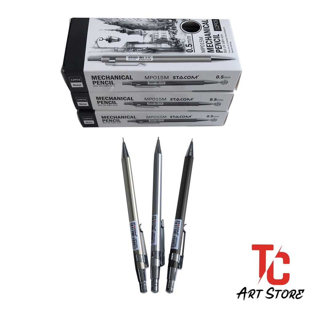 Bút chì kim bấm 0.5mm thân kim loại STACOM