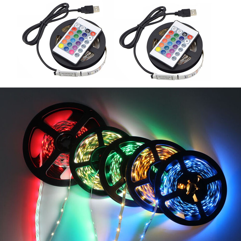 Bộ Điều Khiển Đèn Led Dây Dài 0.5 / 1 / 2 / 3 / 5m Dc5v Usb 5050 Smd 24 Phím Rgb