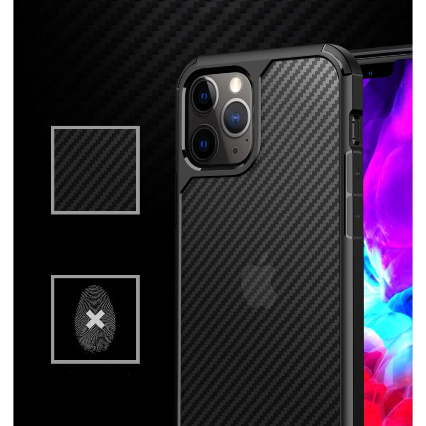 Ốp Lưng Vân Carbon Trong Suốt dành cho iPhone 12 &amp; 12 Pro / 12 Pro Max.