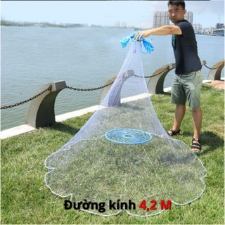 Chài lưới đánh cá cước rút X2000, chài cước rút đánh bắt cá 4.2m ném nhẹ là tự bung cước dẻo dai chịu lực cao cấp