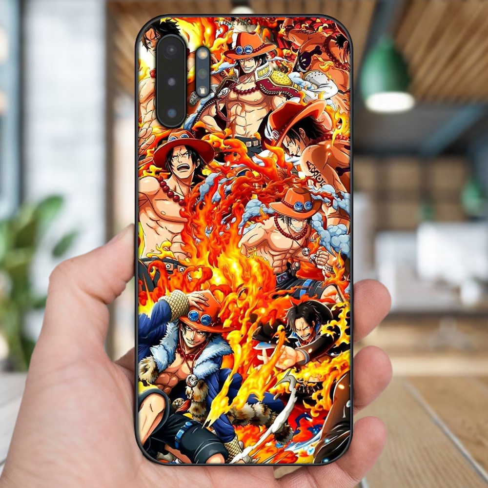 Ốp lưng Samsung Note 10 Plus viền đen in hình Ace One Piece