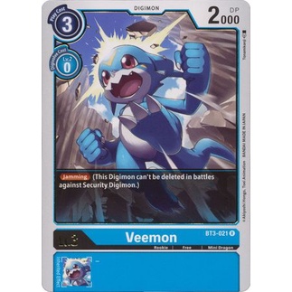 [Mã 155ELSALE giảm 7% đơn 300K] Thẻ bài Digimon - TCG - Veemon / BT3-021'