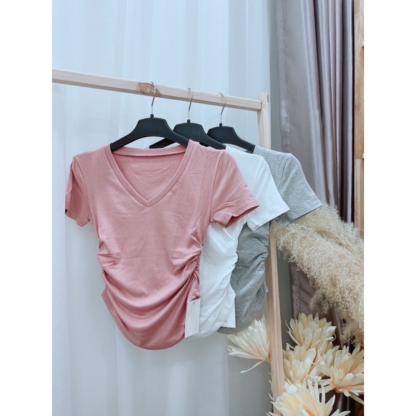 Áo crotop nhún eo, áo thun cotton crotop